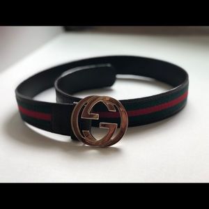 Authentic Used Gucci Web Belt w/Interlocking G